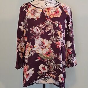 Maroon Flowered Blouse